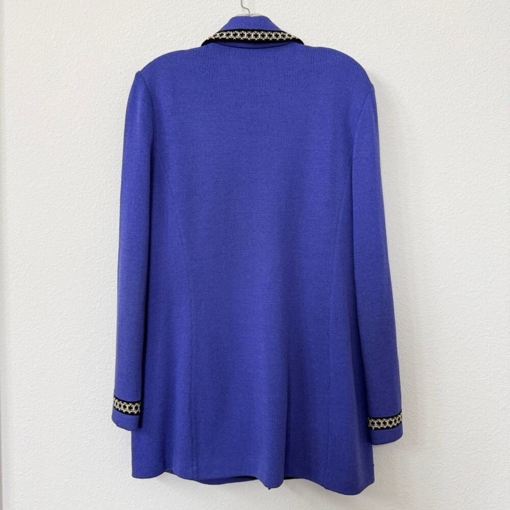 ST. JOHN Collection Knit Skirt Suit Purple Black Trim Designer Luxury Size 12 - Picture 10 of 10